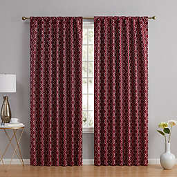 THD Riley Moroccan 100% Complete Blackout Thermal Insulated Energy Savings Heat/Cold Blocking Back Tab Rod Pocket Curtain Drapery for Bedroom & Living Room, 2 Panels (52 W x 63 L, Burgundy)