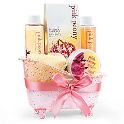 Freida and Joe Pink Peony Fragrance Bath & Body Spa Gift Set in a Pink Tub Basket