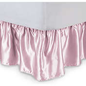 SHOPBEDDING Satin Ruffled Bed Skirt with Platform, Twin XL, Pink, 18" Drop Bedskirt - Wrinkle Free and Fade Resistant