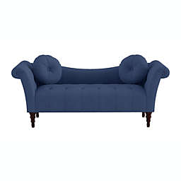 Lexicon Tonier 75 in. Blue Textured Fabric Upholstery Settee with 2 round pillows