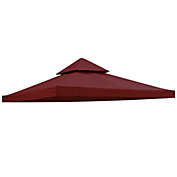Stock Preferred 2-Tier Patio Gazebo Canopy Top Replacement Cover in 10&#39;x10&#39; Burgundy Red