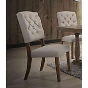 Yeah Depot Bernard Side Chair (Set-2) in Cream Linen & Weathered Oak