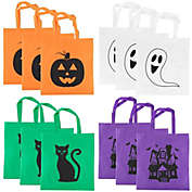 Blue Panda Halloween Tote Bags - 12-Pack Reusable Trick-or-Treat Bags, Party Gift Bags, Candy Goodie Toy Bags for Kids Halloween Party Favors, 3 of Each 4 Designs, 15 x 16 Inches