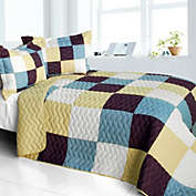 Blancho Bedding Elegant Wine 3PC Vermicelli-Quilted Patchwork Quilt Set (Full/Queen Size)