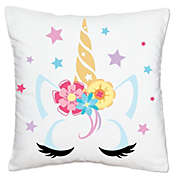 Big Dot of Happiness Rainbow Unicorn - Magical Baby Shower or Birthday Party Home Decorative Canvas Cushion Case - Throw Pillow Cover - 16 x 16 Inches