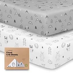 KeaBabies 2pk Jersey Fitted Crib Sheets, Soft & Breathable Baby Crib Sheet, Fits Standard Nursery Crib Mattresses (Woodland)