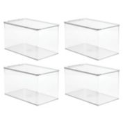 mDesign Plastic Stackable Closet Storage Bin Box with Lid, 4 Pack