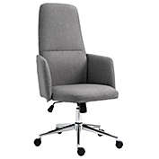 Vinsetto High Back Office Chair Breathable Fabric Computer Home Rocking Seat with Swivel Wheels, and Padded Arms, Grey