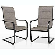 Ulax Furniture Outdoor Dining Chairs Padded Patio Spring Motion Chairs with High Curved