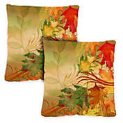 Toland Home Garden Set of 2 Autumn Falling Leaves Outdoor Patio Throw Pillow Covers 18"