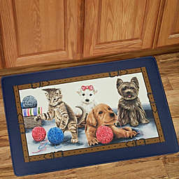 GoodGram Precious Pets Puppies & Kittens Navy Border Anti-Fatigue Kitchen Mat - 18 in. W x 30 in. L
