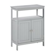 Kleankin Freestanding Modern Bathroom Storage Cabinet, with Doors and Open Shelf, Bathroom Organizer Furniture, Grey