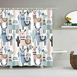 Pastel Llama Shower Curtain with Hooks  - 48
