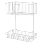 mDesign Metal 2-Level Wall Mount Laundry Storage Baskets, Iron Holder