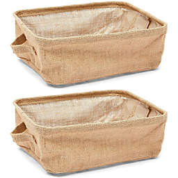 Juvale Foldable Storage Bins, Linen Baskets with Handles for Clothes, Shoes (12.2 x 9.7 x 4 In, 2 Pack)