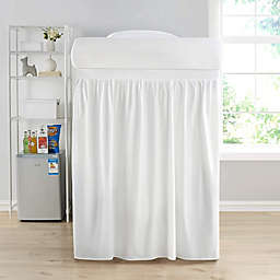 DormCo Extended Dorm Sized Cotton Bed Skirt Panel with Ties (1 Panel) - Farmhouse White (For raised or lofted beds)