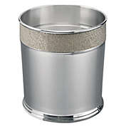 mDesign Metal Round Small Trash Can Wastebasket, Woven Texture
