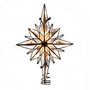 Kurt Adler 10" Multi-Point Star of Bethlehem Glass Gem Christmas Tree Topper, Clear Lights