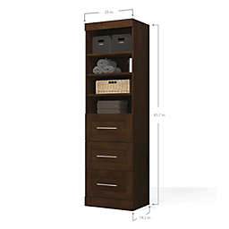 Bestar Pur 25 storage unit with 3-drawer set in Chocolate