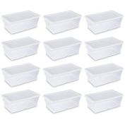 Sterilite  1.5 Gallon Stacking Plastic Storage Box with Lid, White and Clear, 12 Count