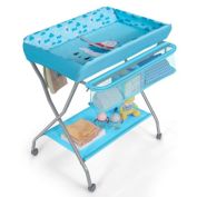 Slickblue Baby Changing Table with Safety Belt and 4-side Defence-Blue