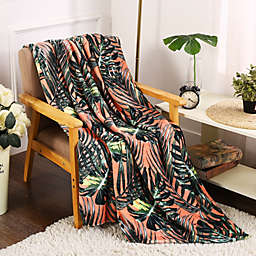 Plazatex Holiday Leaf Design Micro Plush Throw Blanket - 50x60
