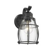 CHLOE Lighting Lighting CHARLOTTE Industrial 1 Light Textured Black Outdoor Wall Sconce 10" Tall