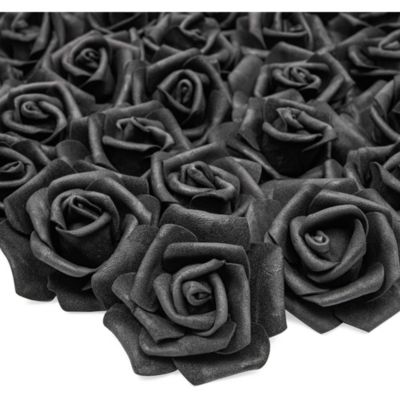 Bright Creations Artificial Black Roses Bulk for DIY Crafts, Halloween Decorations (3 In, 100 Pack)