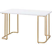 Saltoro Sherpi Writing Desk with Metal Curved Sled Base and Floor Protectors, White-