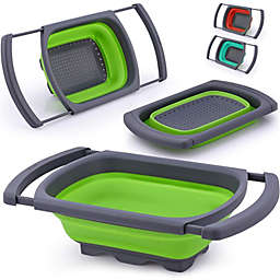 Zulay Kitchen Collapsible Colander With Extendable Handles - Green