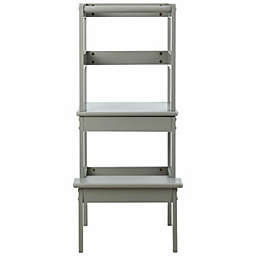 Slickblue Wooden Kids Kitchen Learning Toddler Tower with Safety Rail - Grey