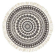 Okuna Outpost 3 Ft Round Cotton Rug with Tassels for Living Room, Kitchen, Bathroom, Nursery, Office, Bedroom