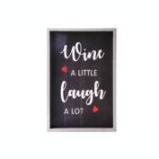 Urban Trends Collection Wood Rectangle Wall Art Framed with Printed "Wine a Little, Laugh a lot" Design Painted Finish Black