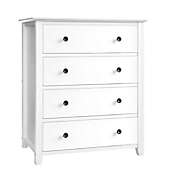 VASAGLE 4-Drawer Dresser Chest of Drawers, Bedside Table with Solid Wood Legs, for Living Room, Bedroom, Office, Entryway, 28.3 x 17.7 x 33.5 Inches, White