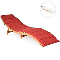 Costway Folding Eucalyptus Outdoor Patio Lounge Chair