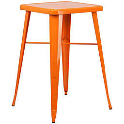 Flash Furniture 23.75'' Square Orange Metal Indoor-Outdoor Bar Height Table