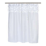 Carnation Home Fashions "Jasmine" Fabric Shower Curtain - White 70" x 72"