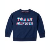 Tommy Hilfiger Little Girls Logo Sweatshirt Navy Size 6X