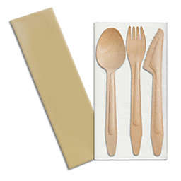 Smarty Had A Party Natural Birch Wood Eco-Friendly Disposable Cutlery Set (100 Spoons, 100 Forks, 100 Knives, and 100 Napkins)