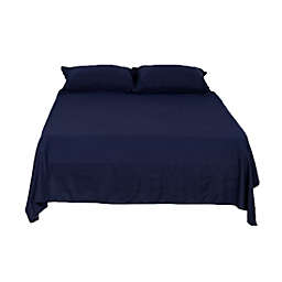 PiccoCasa Soft Brushed Microfiber Bed Sheet Set, Large Pocket, 4-Pieces 1 x Flat Sheet, 1x Fitted Sheet, 2 x Pillowcases, Dark Blue King