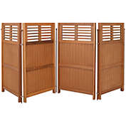 Sunnydaze Outdoor Patio or Porch Meranti Wood with Teak Oil Finish Folding Privacy Screen Fence - 44"