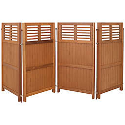 Sunnydaze Outdoor Patio or Porch Meranti Wood with Teak Oil Finish Folding Privacy Screen Fence - 44