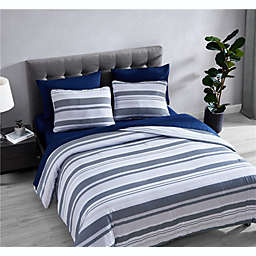 The Nesting Company Cedar 7 Piece bed in a bag Comforter Set and Sheet Set King Gray & Navy