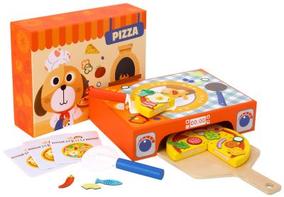 TOOKYLAND Pizza Baking Play Set - 39pcs - Wooden Pretend Food Cooking Toy, Ages 3+