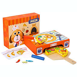 TOOKYLAND Pizza Baking Play Set - 39pcs - Wooden Pretend Food Cooking Toy, Ages 3+