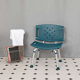 Emma and Oliver Tool-Free 300 Lb. Capacity, Adjustable Navy Bath & Shower Chair with Large Back