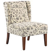 HOMCOM Upholstered Armless Accent Chair, Leisure Side Chair with Wingback, Soft Linen Fabric and Solid Wood Legs, Decorative for Bedroom, Living room, Floral