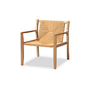 Wholesale Interiors Baxton Studio Delaney Mid-Century Modern Oak Brown Finished Wood and Hemp Accent Chair,