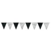 Beistle 11" x 12'- All-weather Black & Silver Pennant Banner - 12 Pack(1/Pkg)