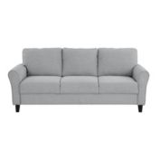 Lazzara Home Aleron 80.5"W Round Arm Fabric Straight Sofa In Dark Gray